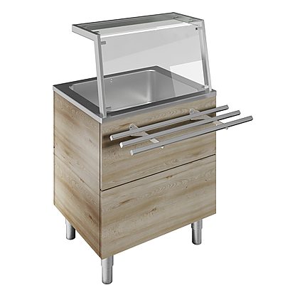 Flexy Compact Bain-marie, one well (2GN) H=900mm, overshelf with LED lights