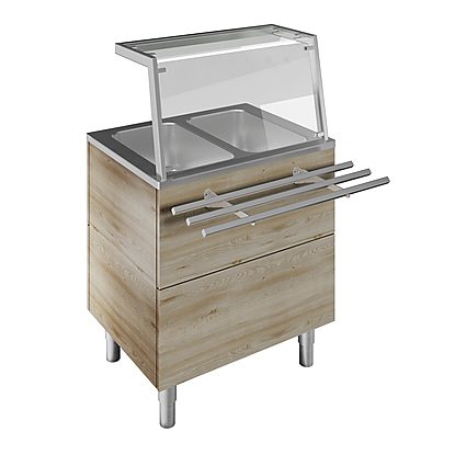 Flexy Compact Bain-marie, two wells (2GN) H=900mm, overshelf with LED lights
