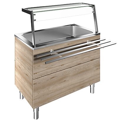 Flexy Compact Refrigerated well on cupboard, static (3GN) overshelf with LED lights, H=900mm