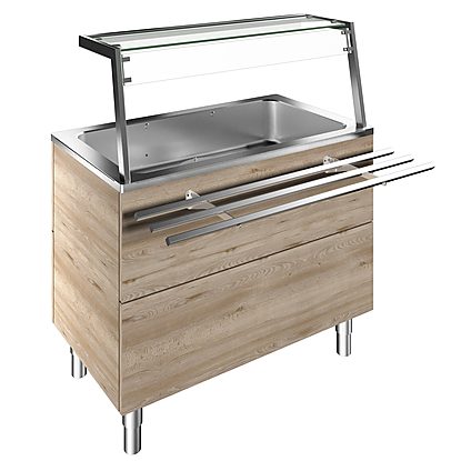 Flexy Compact Refrigerated well on cupboard, static with fan (3GN) overshelf with LED lights, H=900mm