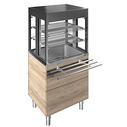 Flexy Compact Refrigerated well on cupboard with refrigerated display, compact (2GN) with overshelf with LED light