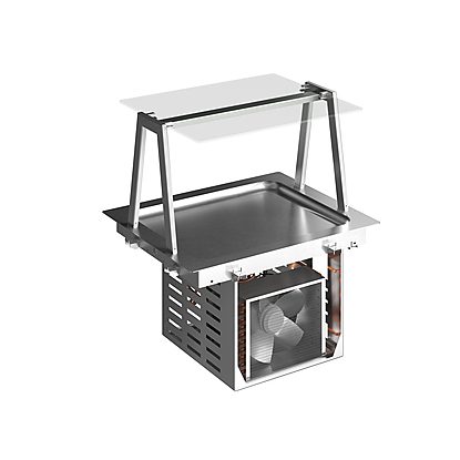 Drop-In Drop-in refrigerated stainless steel surface (2 GN container capacity) with A overshelf