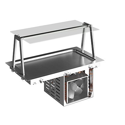 Drop-In Drop-in refrigerated stainless steel surface (3 GN container capacity) with A overshelf