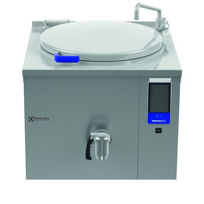 High Productivity Cooking Electric Boiling Pan, 150lt Hygienic Profile, Backsplash with Tap