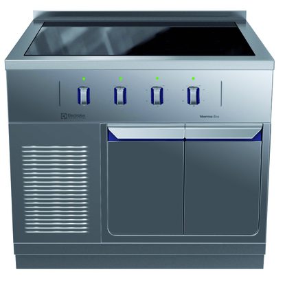 Modular Cooking Range Line thermaline 85 – 4 Zone Full Surface Induction Top on Cupboard Base, 1 Side, Backsplash (H2)
