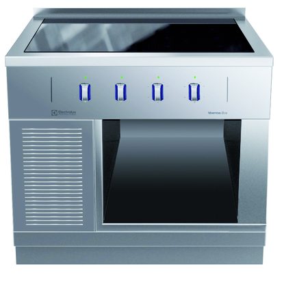 Modular Cooking Range Line thermaline 85 – 4 Zone Full Surface Induction Top on Open Base, 1 Side, Backsplash