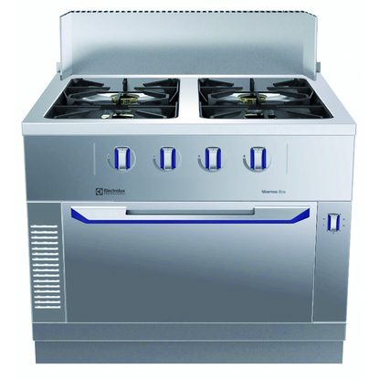 Modular Cooking Range Line thermaline 85 – 4-Burner Gas Top on Static Gas Oven, 1 Side
