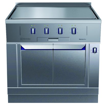 Gamma cottura modulare Piastra elettrica Free-cooking (cottura diretta/indiretta), su vano caldo, con alzatina posteriore