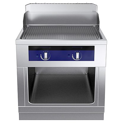 Gamma cottura modulare thermaline 90 – Fry top a gas piastra liscia al cromo, 1 modulo, alzatina, 1 lato operatore H 700