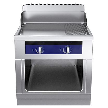 Gamma cottura modulare thermaline 90 – Fry top a gas piastra liscia/rigata al cromo, 1 modulo, alzatina, 1 lato op. H 700
