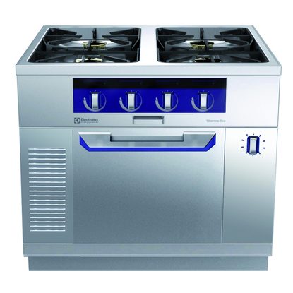 Gamma cottura modulare thermaline 90 – Cucina a gas 4 fuochi su forno a gas statico, Ecoflam, 1 lato operatore H 700