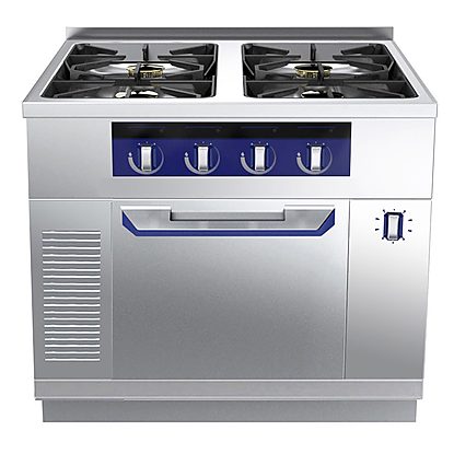 Gamma cottura modulare thermaline 90 – Cucina a gas 4 fuochi su forno a gas statico, alzatina, 1 lato operatore