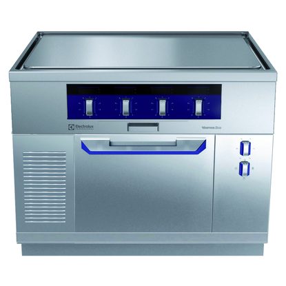 Gamma cottura modulare Piastra elettrica Free-cooking, su forno elettrico statico, alzatina posteriore-1 lato operatore
