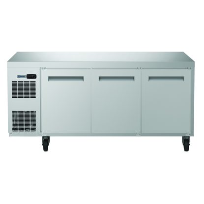 Digital Undercounter Refrigerated Counter – 3 Door (R290) with top and wheels, UK plug