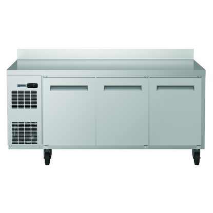 Digital Undercounter ecostore HP Refrigerated Counter – 3 Door (R290) with top, upstand and wheels, UK plug