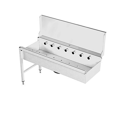 Handling System for Dishwasher Short roller conveyors with deep basin and splashback