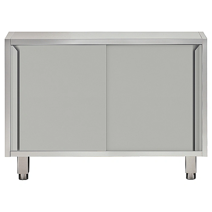 Rostfritt stål<br>Underskåp 2+2 Skjutdörrar, Genomräckn, 1200 mm