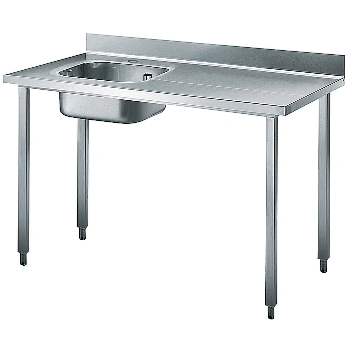 Preparazione Statica Standard<br>Tavolo con vasca a sinistra e alzatina, da 1400 mm