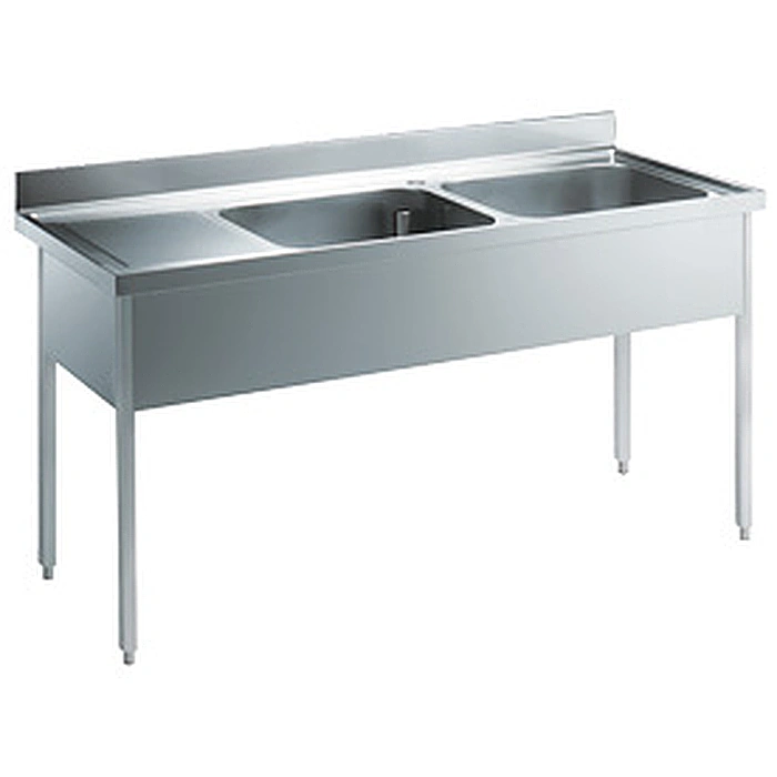 Preparazione Statica Standard<br>Lavatoio con 2 vasche e gocciolatoio sinistro, da 1800 mm