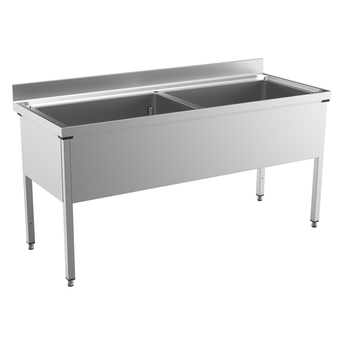 Préparation Standard<br>Plonge batterie 2 bacs 800x500x350mm - l.1800 mm