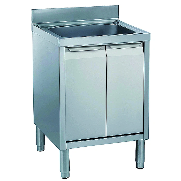 Preparazione Statica Standard<br>Lavatoio armadiato 1 vasca e 2 porte a battente, da 700 mm