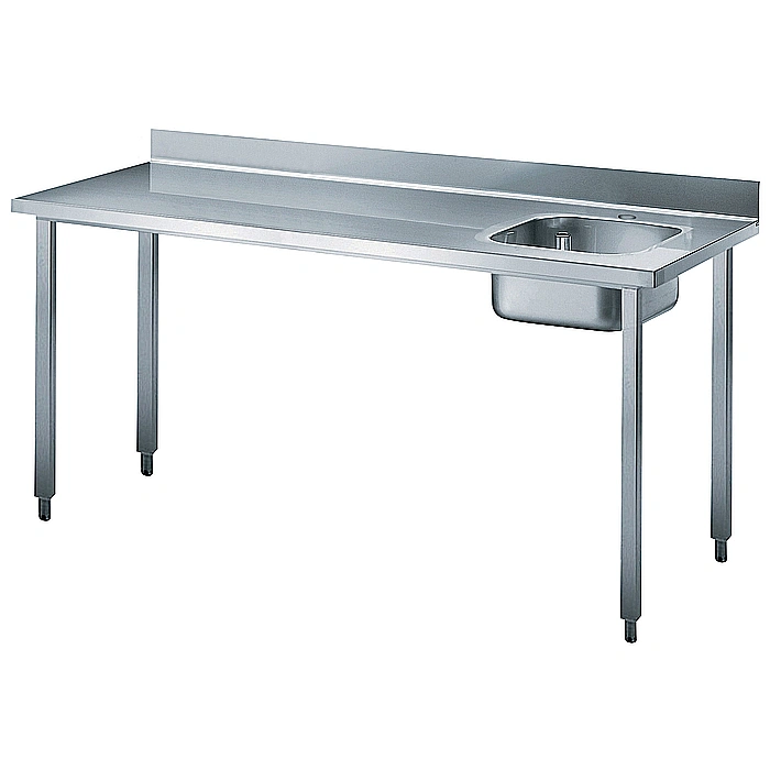 Preparazione Statica EB Line<br>Tavolo con vasca a destra e alzatina, da 1800 mm