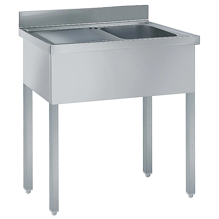 Preparazione Statica EB Line<br>Lavatoio con 1 vasca da 400x500 con gocciolatoio sinistro, da 1000 mm
