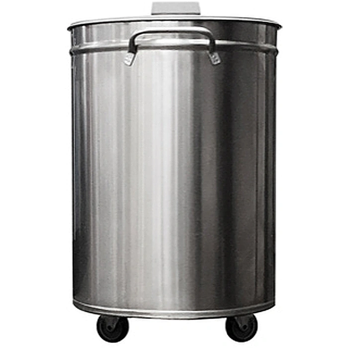 Accessori<br>Vasca carrellata inox per rifiuti, capacità 50 litri, con coperchio