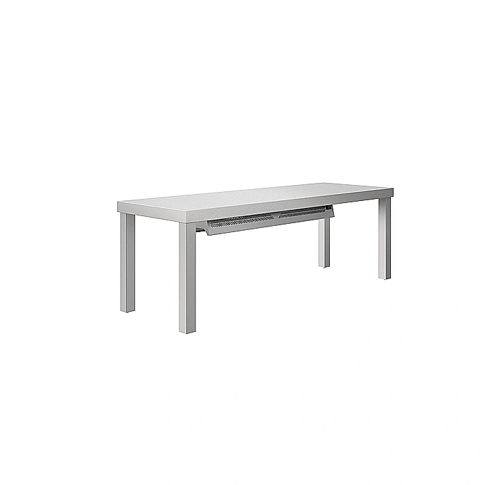 Preparazione Statica<br>Mensola da banco con luce a led e lampada in ceramica per riscaldare, da 1200 mm