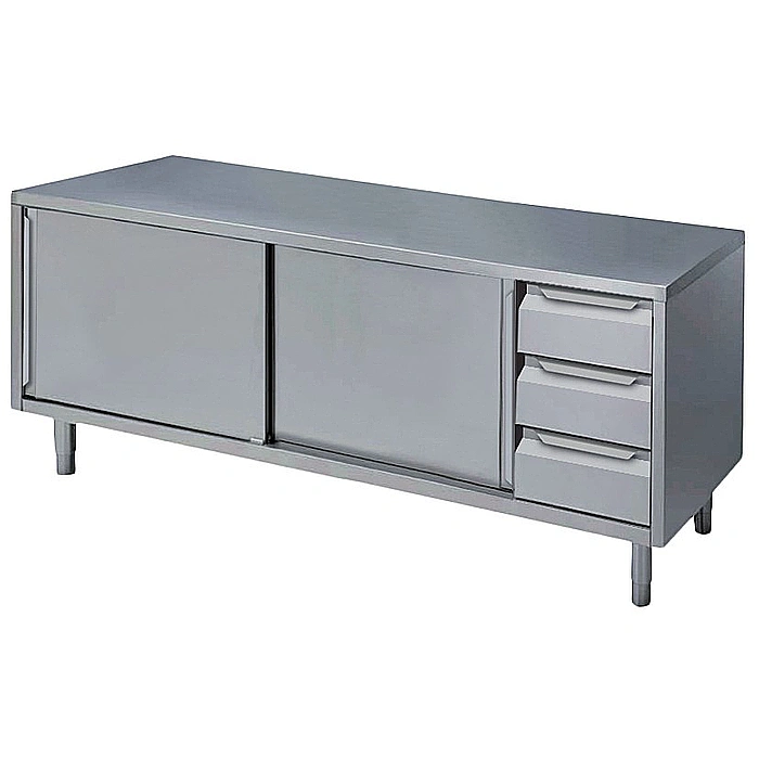 Preparazione Statica Standard<br>Tavolo 3 cassetti lato destro e 2 porte scorrevoli, da 1600 mm