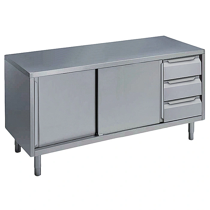 Preparazione Statica Standard<br>Tavolo 3 cassetti lato destro e 2 porte scorrevoli, da 2000 mm
