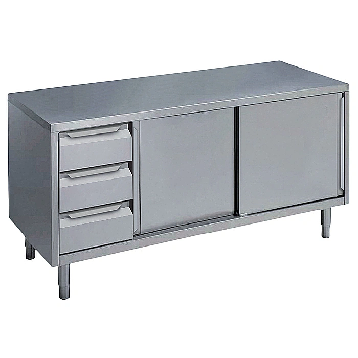 Preparazione Statica Standard<br>Tavolo 3 cassetti lato sinistro e 2 porte scorrevoli, da 2000 mm