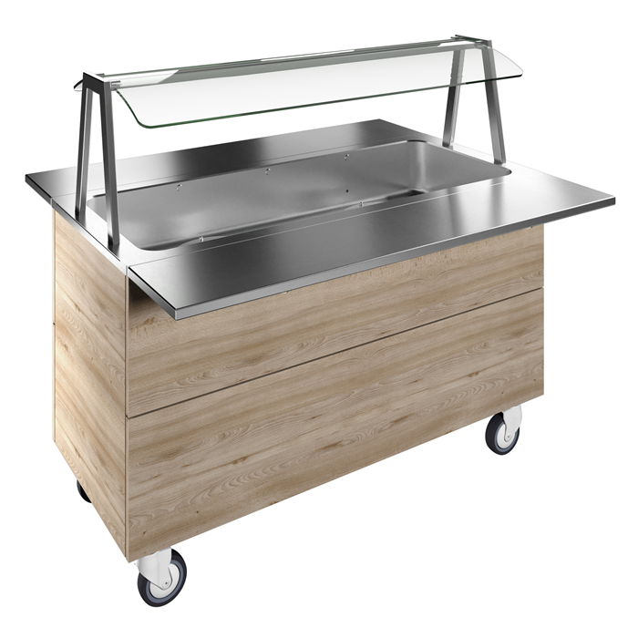 Idea<br>Bain-marie air ventilated, one well (4GN) with wheels H=900mm, overshelf with LED lights