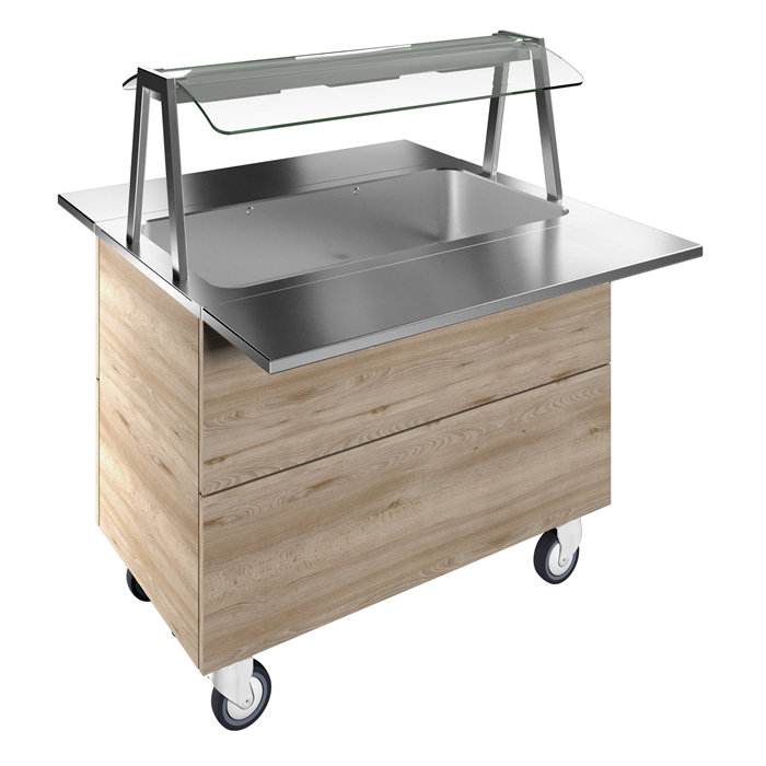 Idea<br>Bain-marie, one well (3GN) with wheels H=900mm, overshelf with hot lights