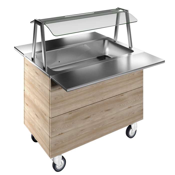 Idea<br>Vasca refrigerata su base armadiata, statica, per 3 bacinelle GN con ruote, luci LED, H=900mm