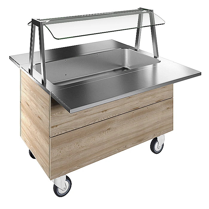 Idea<br>Vasca refrigerata su base armadiata, statica, per 3 bacinelle GN con ruote, luci LED, H=750mm