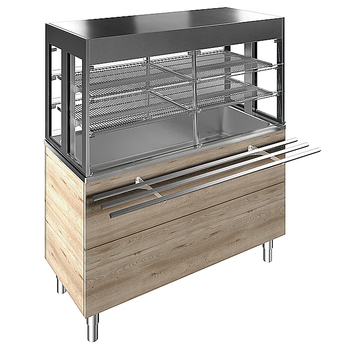 Flexy Compact<br>Vasca refrigerata su base armadiata con vetrina refrigerata, compatta, 4 GN, luci LED, H=900mm