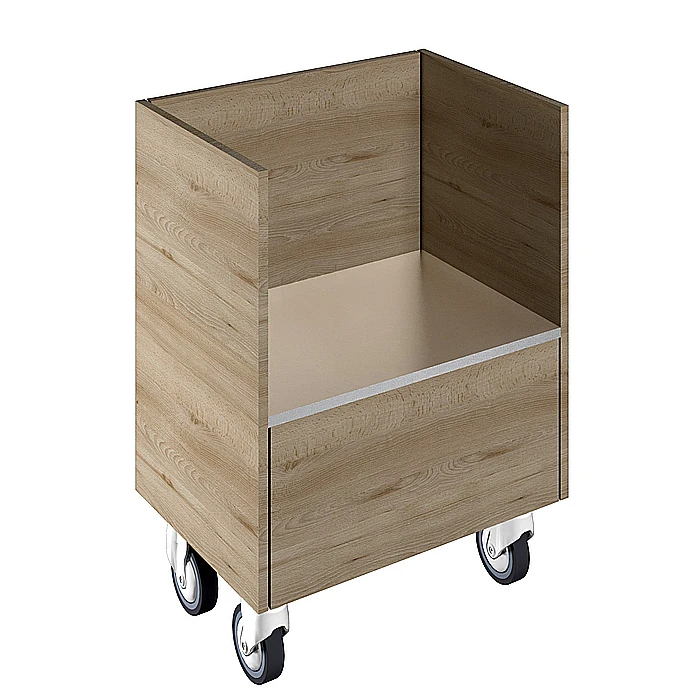 Idea<br>Elemento portavassoi con ruote, H=750mm
