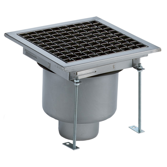 Floor Drains and Collecting Tanks<br>Floor Drain with Stainless Steel Grate - Vertical outlet 300x300 mm