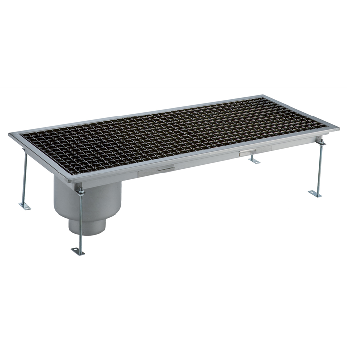 Pilette e vasche a pavimento<br>Vasca a pavimento AISI 304 sifone laterale - scarico verticale 400x950 mm