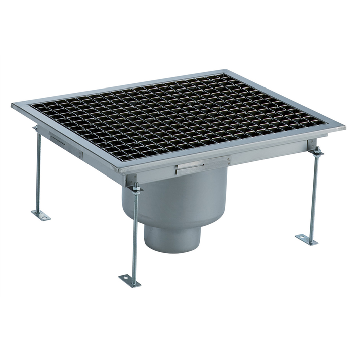 Floor Drains and Collecting Tanks<br>Floor Drain with Stainless Steel Grate and Central Drain - Vertical outlet 400x500 mm