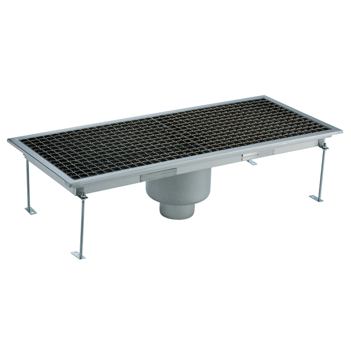 Floor Drains and Collecting Tanks<br>Floor Drain with Stainless Steel Grate and Central Drain - Vertical outlet 400x1400 mm