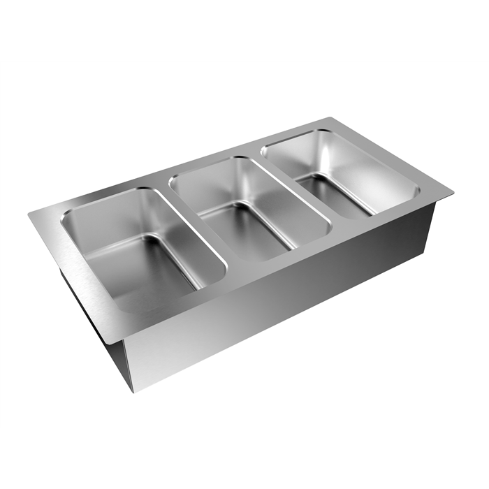 Drop-In<br>Drop-in bain-marie, with three wells (3 GN container capacity)