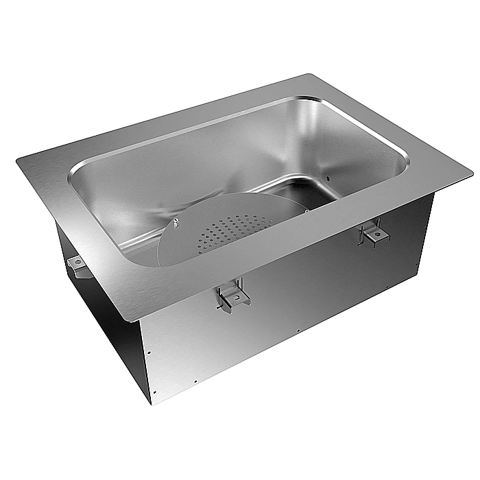 Drop-in<br>Bagnomaria da incasso, ad aria, ventilato, con una vasca per 1 bacinella GN