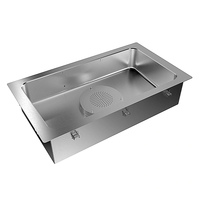 Drop-in<br>Bagnomaria da incasso, ad aria, ventilato, con una vasca per 3 bacinelle GN