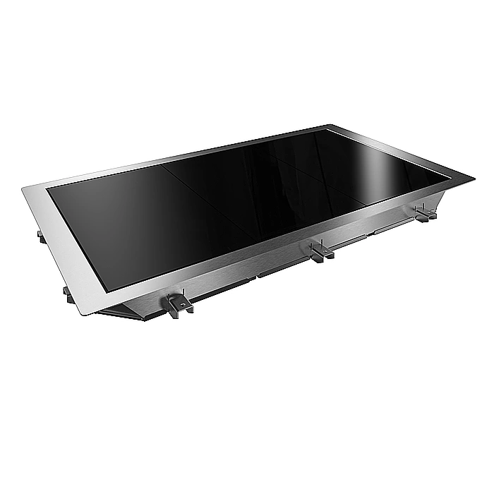 Drop-in<br>Piano in vetro temperato da incasso per 3 bacinelle GN