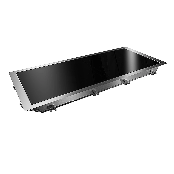 Drop-in<br>Piano in vetro temperato da incasso per 4 bacinelle GN