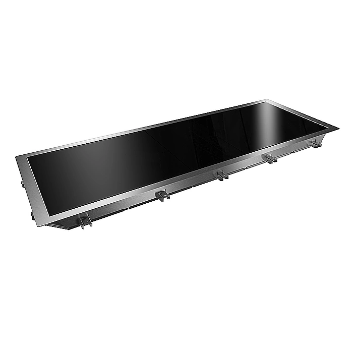 Drop-in<br>Piano in vetro temperato da incasso per 5 bacinelle GN