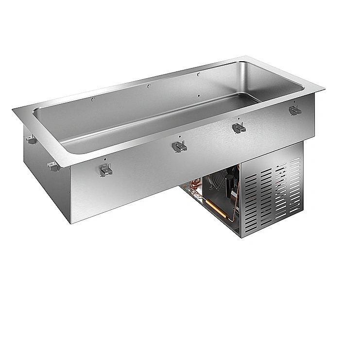 Drop-in<br>Vasca refrigerata da incasso statica per 4 bacinelle GN