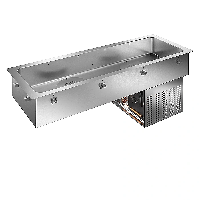 Drop-in<br>Vasca refrigerata da incasso statica con ventola per 5 bacinelle GN